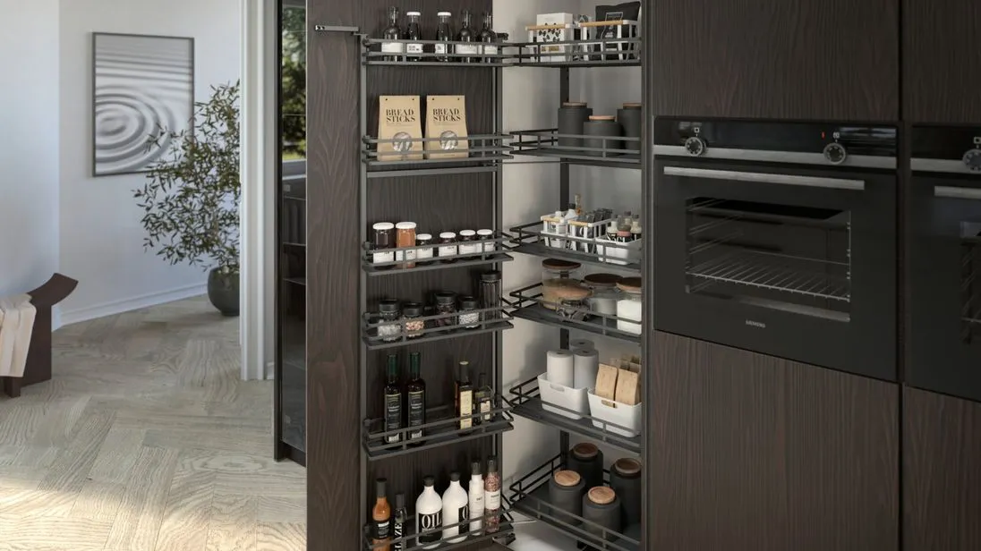 Hettich präsentiert intelligente Stauraumlösungen mit modularen Systemen.